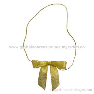 Metallic mesh ribbon bow with twist tie, for gift packaging decoration